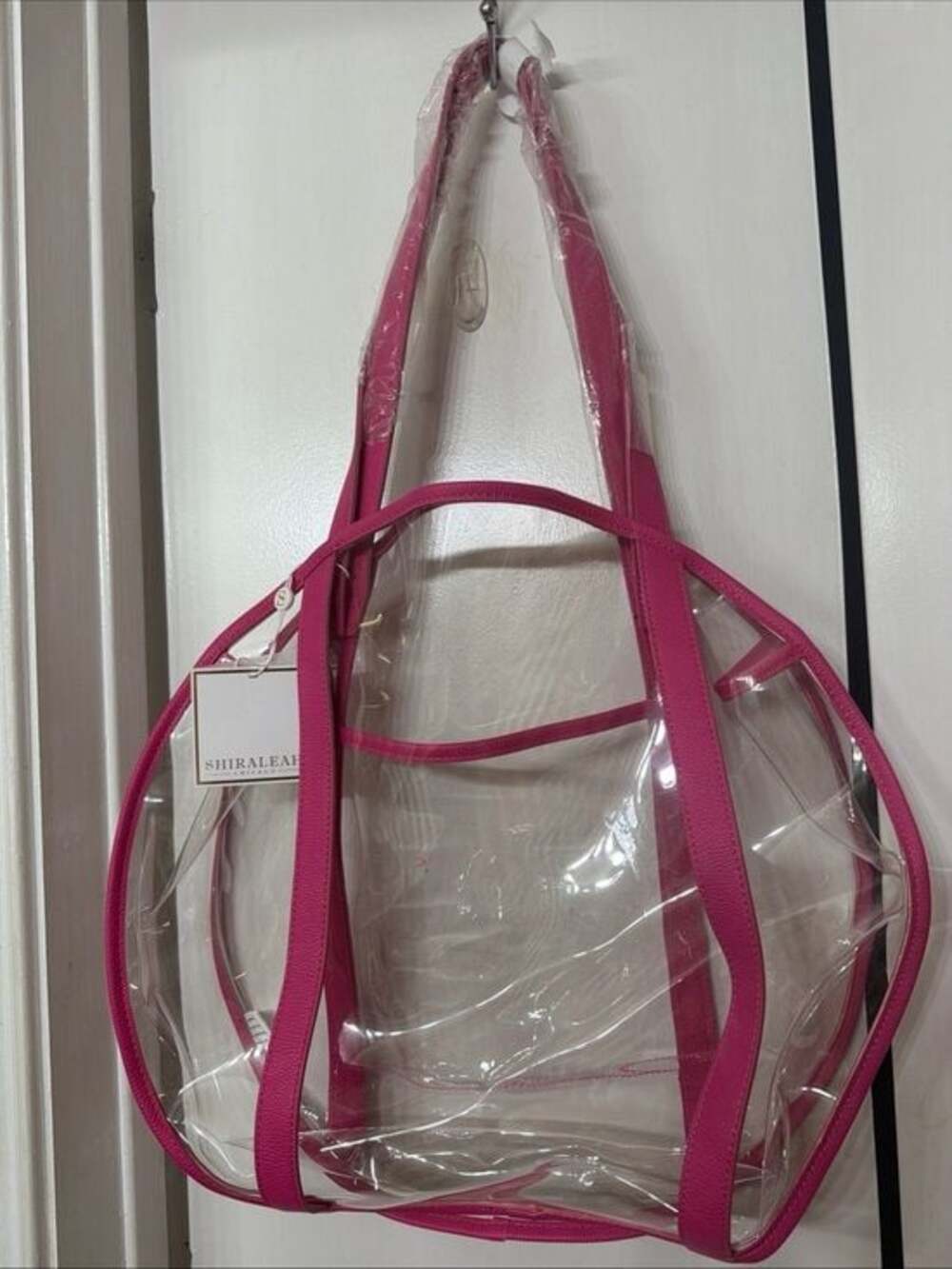 Shiraleah Clear Tote with Hot Pink Trim